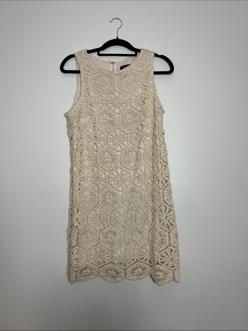 Aqua Cream Crochet Mini Dress